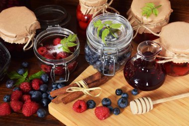 yaban mersini ve ahududu kavanoz kış çayı için