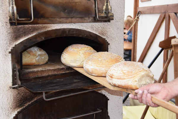 Färskt bakade limpor bröd med korn — Stockfoto