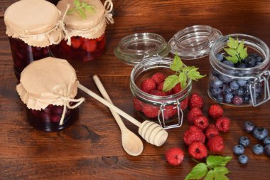 yaban mersini ve ahududu kavanoz kış çayı için