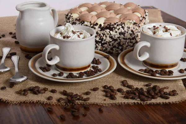 coffee with whipped cream and chocolate and coffee with cream ca