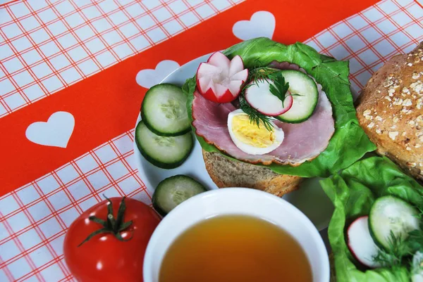 Lehçe sandviç kahvaltı ham salatalık yumurta turp dereotu ile Letonyalı