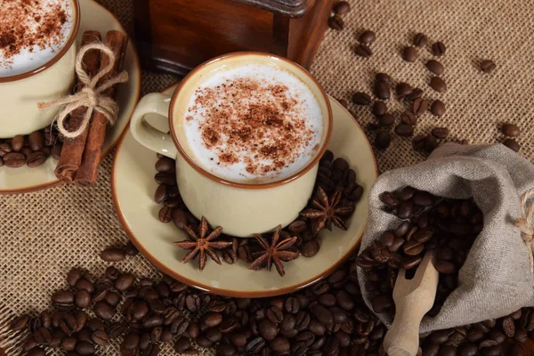 kahve süt ve çikolata köpük v ile kahverengi seramik bardak