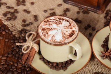 kahve süt köpüğü ve metin için boş alan ile çikolata