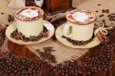 kahve süt köpüğü ve metin için boş alan ile çikolata