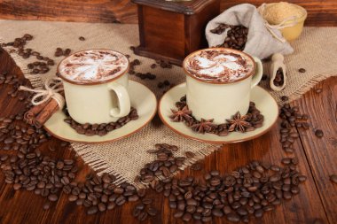 kahve süt köpüğü ve metin için boş alan ile çikolata