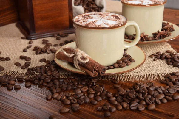 Coffee with milk foam and chocolate — Stock Photo, Image