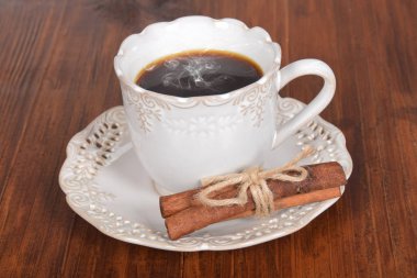 vanilya ile retro bir fincan sıcak kahve