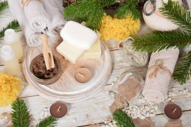 Noel hediye ile ücretsiz doğal sabun ve vücut çamur ile uzay fo