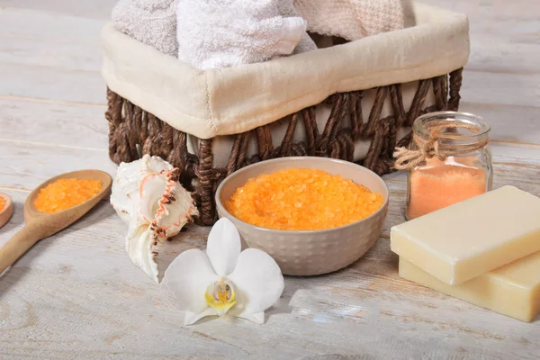 orange bath salt gray soap orchids and candles