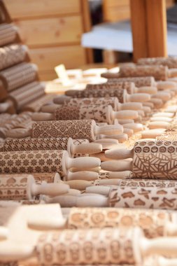 Oyma p makarna hamuru veya kurabiye haddeleme için ahşap milleri