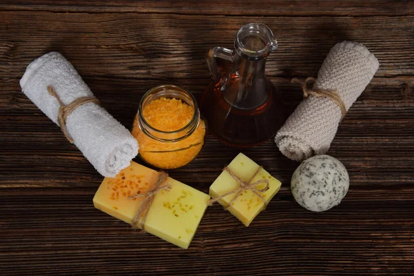 Homemade Soap Bath Salt Oil Skin Care Personal Hygiene Free — Stock Photo, Image