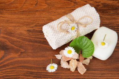 ilkbahar kişisel hijyen kiti ile yabani çiçekler, metin için boş alan