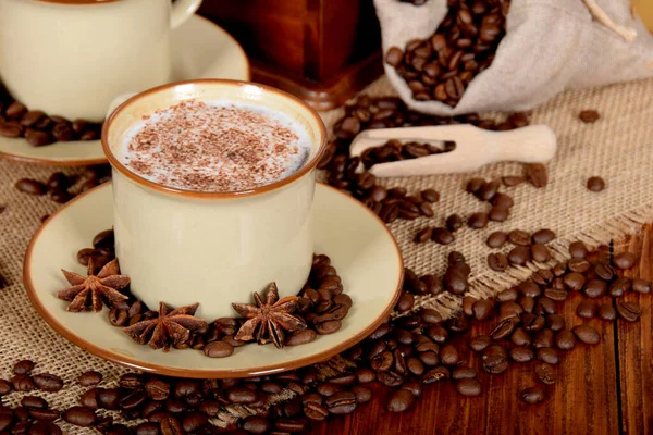 Café Com Espuma Leite Chocolate — Fotografia de Stock