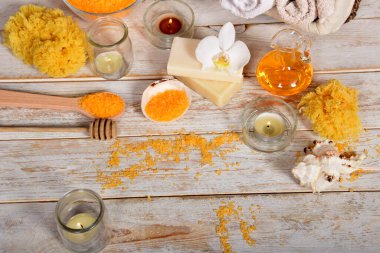 ev spa, mumlar, ponza, doğal sabun, bir yüz maskesi yapmak için kuru toz,