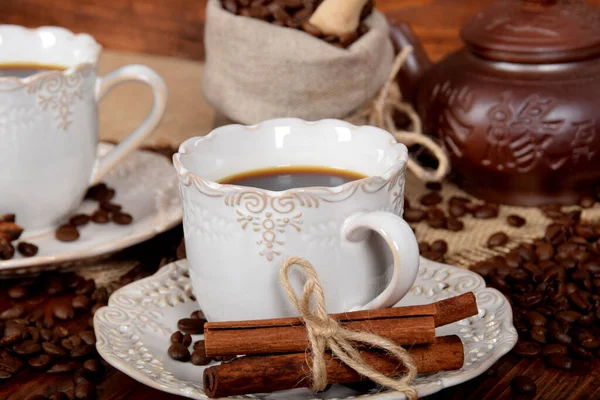 Kaffee Einer Retro Tasse Mit Vanille — Stockfoto