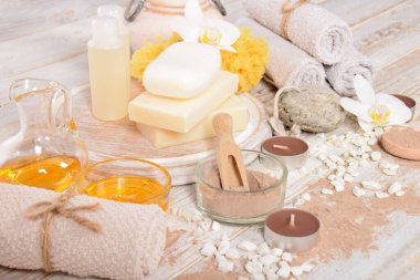 Spa için yağlar, sünger taşı, doğal sabun çikolata yüz maskesi, sünger taşı,