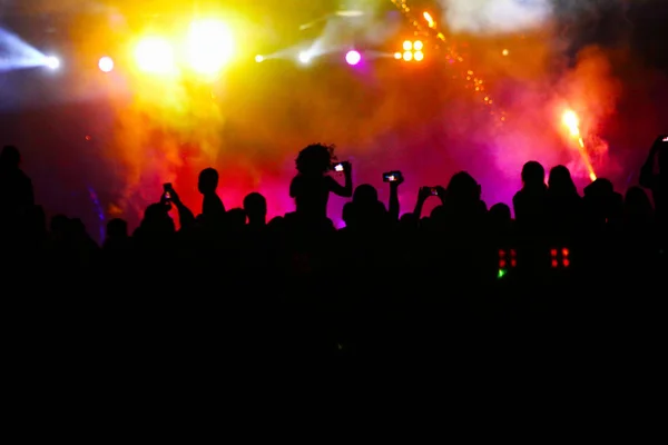 Πλήθος Ανθρώπων Κατά Διάρκεια Του Νυχτερινού Υπαίθριου Φεστιβάλ — Φωτογραφία Αρχείου