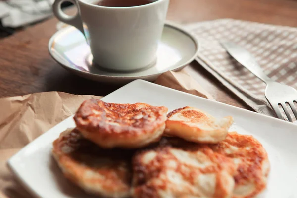 Crêpes Maison Sucrées Tasse Thé — Photo