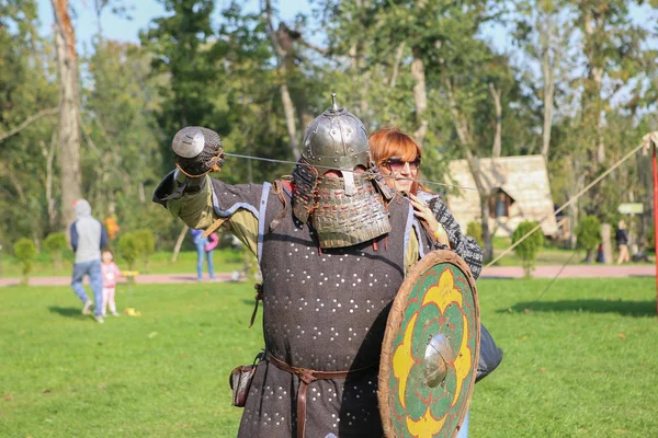 Minsk Belarus September 2018 Portrait Man Medieval Armor — Stock Fotó