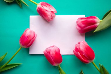 Anneler Günü 'nde kırmızı laleli tebrik kartı, metin için kopyalama alanı