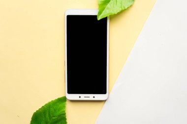 Geometrik renk arka planında Model Mobil Mobil. Asgari konsept