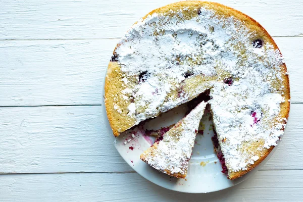 Skivad Hemlagad Paj Trä Bakgrund Ovanifrån — Stockfoto