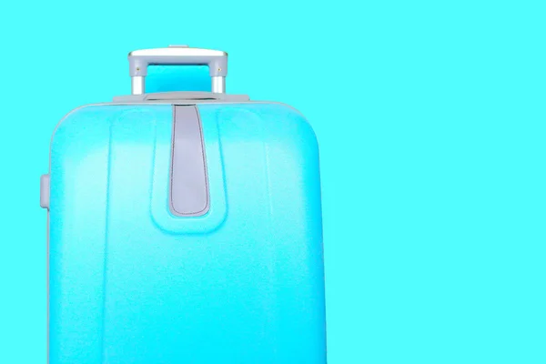 Kék Bőrönd Elkülönítve Kéken Utazási Koncepció Banner Szöveg Másolási Helye — Stock Fotó