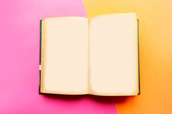 Libro Aperto Mockup Sfondo Geometrico Rosa Arancione — Foto Stock