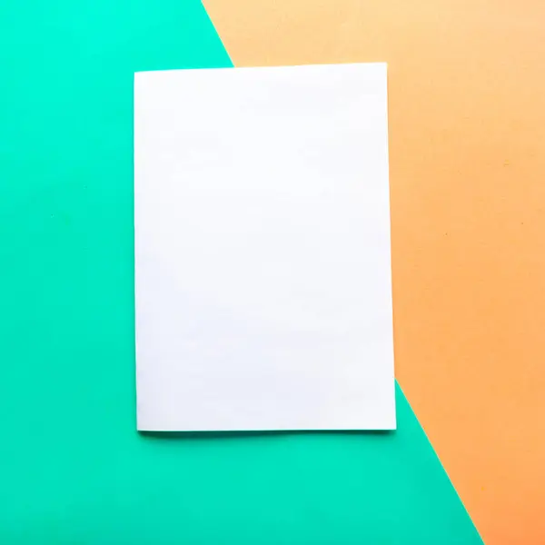 Mockup Bianco Bianco Sfondo Geometrico Rosa Verde Pastello Copia Spazio — Foto Stock