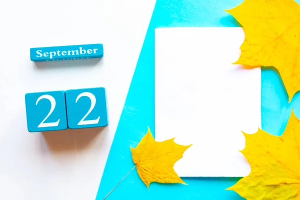 Septembre Calendrier Bois Fait Main Blanc Maquette Blanc Blanc Avec — Photo