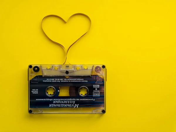 Audio Cassette Tape Gele Achterzijde — Stockfoto