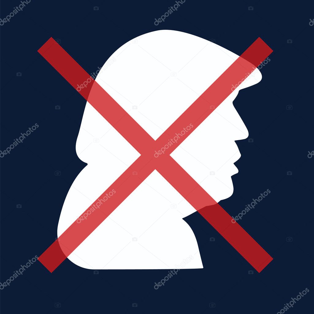 Anti US President Donald Trump silhouette sign icon