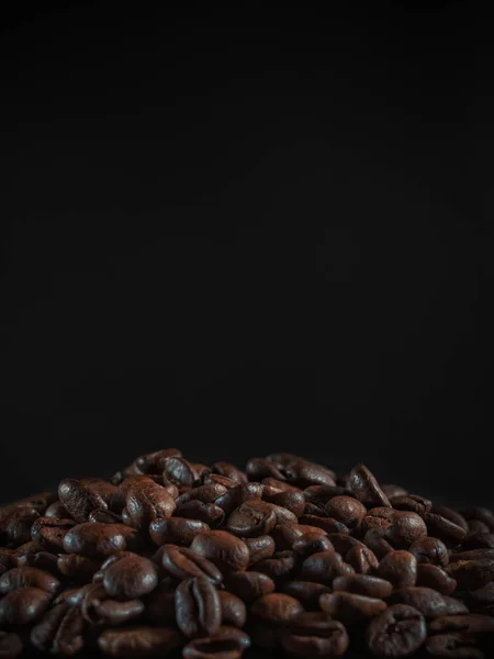 Brown Roasted Coffee Beans Seed Dark Background Espresso Dark Aroma — Stock Photo, Image