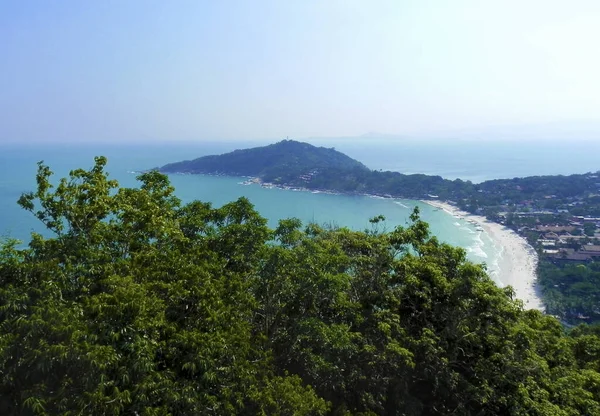 Bela Costa Com Falésias Água Azul Selva Verde Koh Phangan — Fotografia de Stock