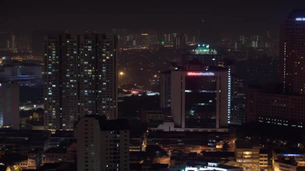 Bird eye tijd vervallen view van nacht panorama van de grote stad van Bangkok, Thailand — Stockvideo