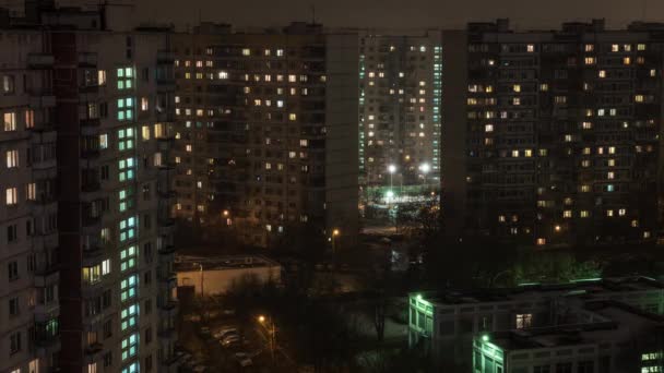 Vista time lapse di edifici e complessi per dormire con cortile e strada, Mosca, Russia — Video Stock