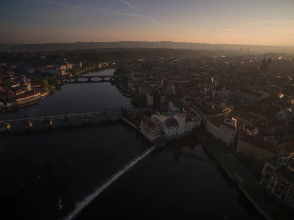 Панорама Праги с рекой Влтава, вид с воздуха — стоковое фото
