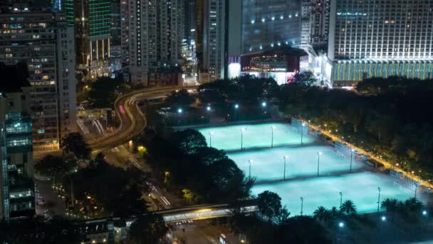 TimeLapse Hong Kong, éjszakai utca-és városrészlet — Stock videók