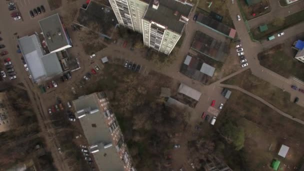 Obytné čtvrti v Moskvě, letecký pohled — Stock video