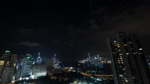 Timelapse z Hong Kongu v noční době — Stock video