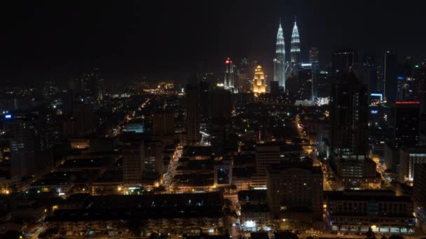 Timelapse av natt staden Kuala Lumpur, Malaysia — Stockvideo