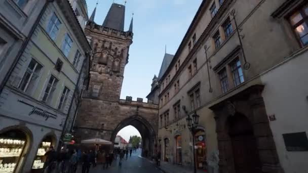 Hyperlapse of walking to Charles Bridge in Prague — Stock Video