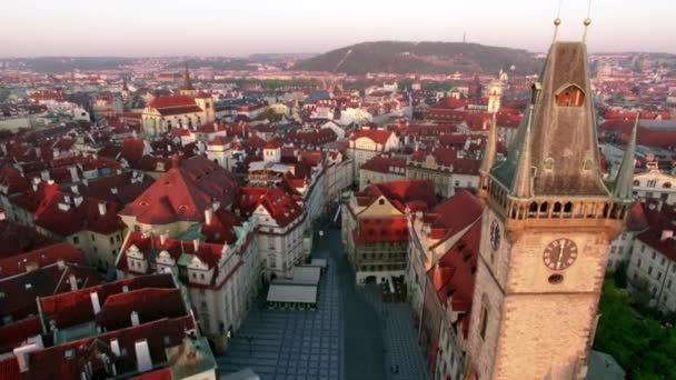 Widok z lotu ptaka z starego centrum w Pradze, Republika Czeska — Wideo stockowe