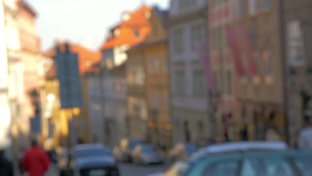 Defocus of street in Prague — Stock Video