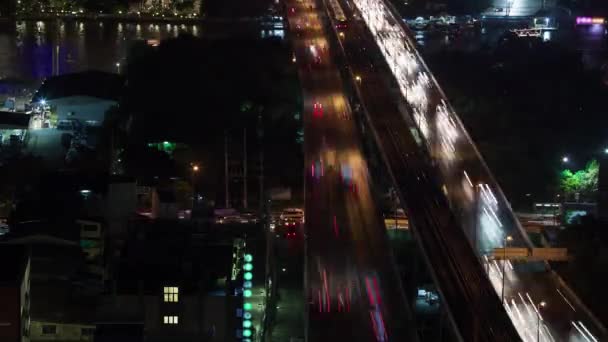 Timelapse ніч трафіку через міст, Бангкок — стокове відео