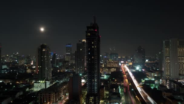 Zeitraffer der Nacht beleuchtet Bangkok — Stockvideo
