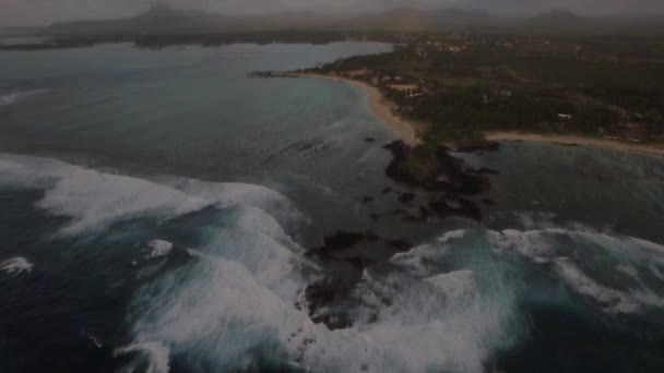 Aerial view of coast line of Mauritius Island — Stock Video