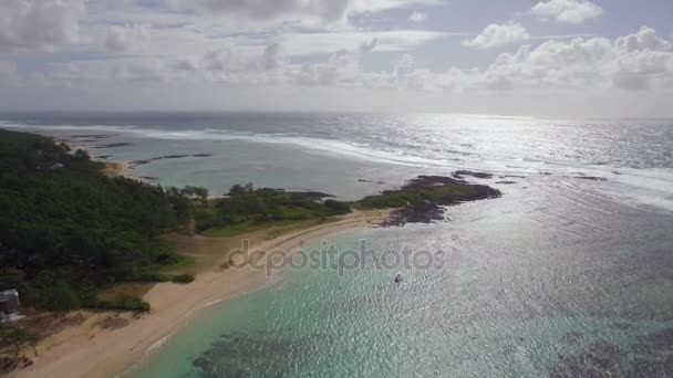 Mauritius Küste und Indischer Ozean, Luftaufnahme — Stockvideo