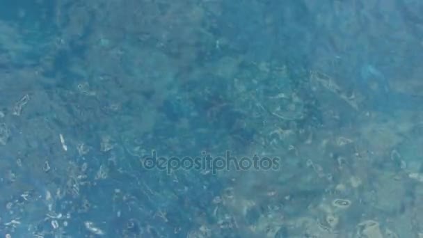 Vista aérea del agua azul clara en laguna — Vídeo de stock