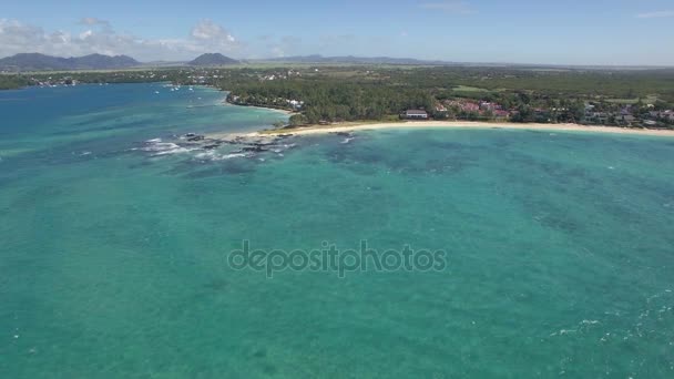 Scene of Mauritius coastal line, aerial view — Stock Video